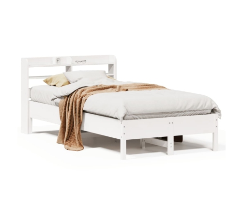 Estructura de cama sin colchón madera maciza blanca 75x190 cm