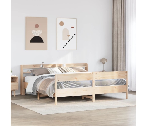 Estructura de cama sin colchón madera maciza de pino 180x200 cm