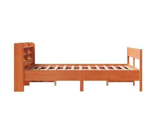 Cama sin colchón madera maciza de pino marrón cera 160x200 cm