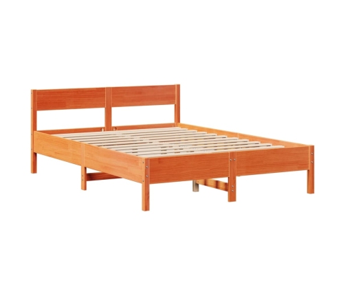 Cama sin colchón madera maciza de pino marrón cera 160x200 cm