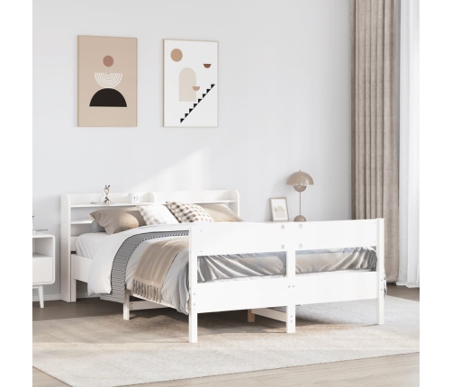 Estructura de cama sin colchón madera de pino blanca 150x200 cm