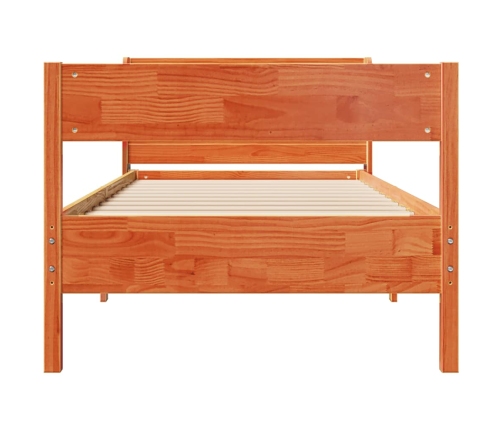 Cama sin colchón madera maciza de pino marrón cera 100x200 cm