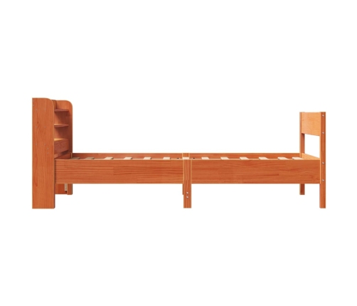 Cama sin colchón madera maciza de pino marrón cera 100x200 cm