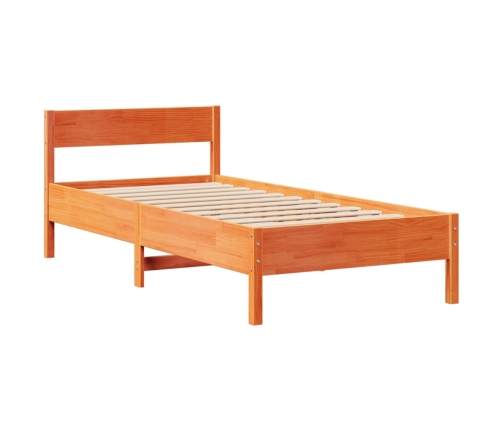 Cama sin colchón madera maciza de pino marrón cera 100x200 cm