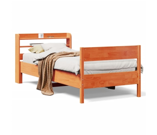 Estructura de cama sin colchón madera de pino marrón 90x200 cm