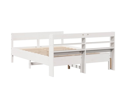 Estructura de cama sin colchón madera de pino blanca 140x190 cm