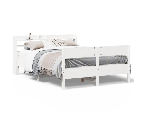 Estructura de cama sin colchón madera de pino blanca 140x190 cm