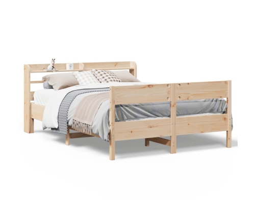 Estructura de cama sin colchón madera maciza de pino 135x190 cm