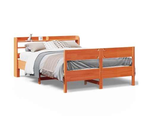 Estructura de cama sin colchón madera maciza marrón 135x190 cm