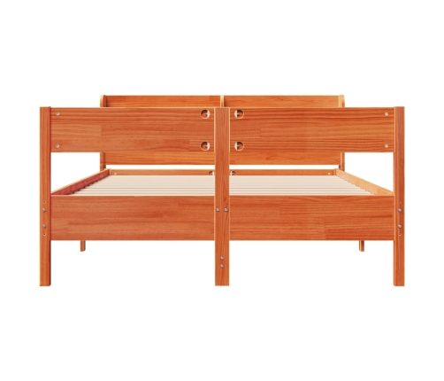 Estructura de cama sin colchón madera maciza marrón 135x190 cm