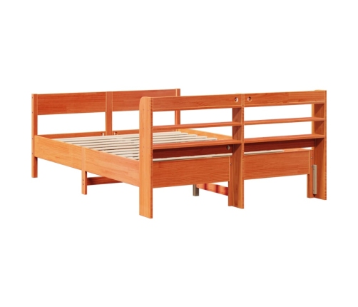 Estructura de cama sin colchón madera maciza marrón 135x190 cm