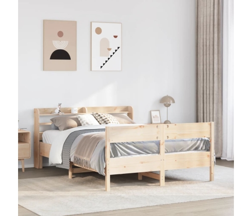 Estructura de cama sin colchón madera maciza de pino 120x190 cm