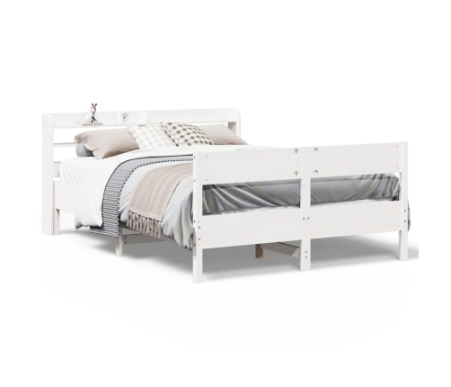 Estructura de cama sin colchón madera maciza blanca 120x190 cm