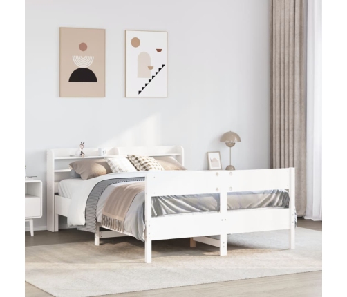 Estructura de cama sin colchón madera maciza blanca 120x190 cm