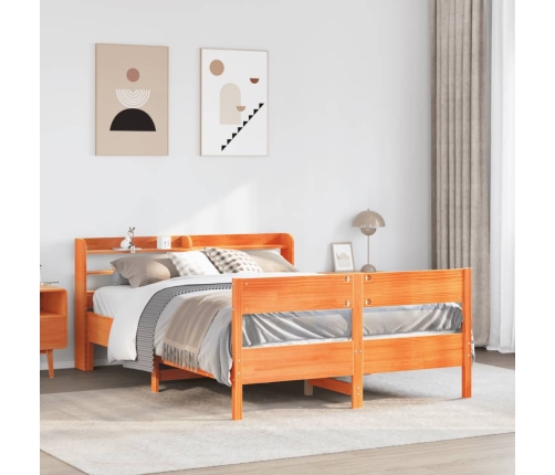 Estructura de cama sin colchón madera maciza marrón 120x190 cm