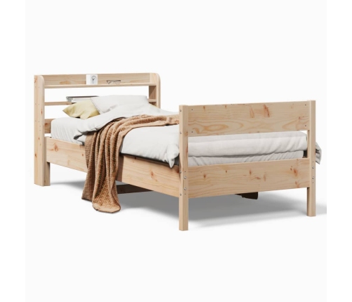 Estructura de cama sin colchón madera maciza pino 75x190 cm