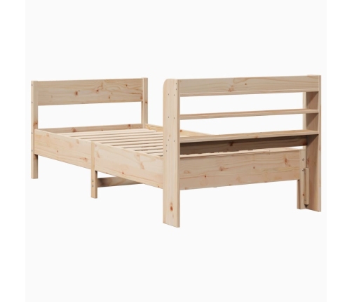 Estructura de cama sin colchón madera maciza pino 75x190 cm