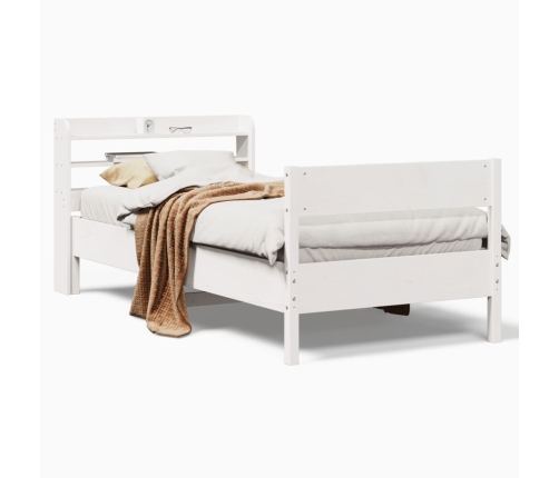 Estructura de cama sin colchón madera maciza blanca 75x190 cm