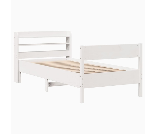 Estructura de cama sin colchón madera maciza blanca 75x190 cm