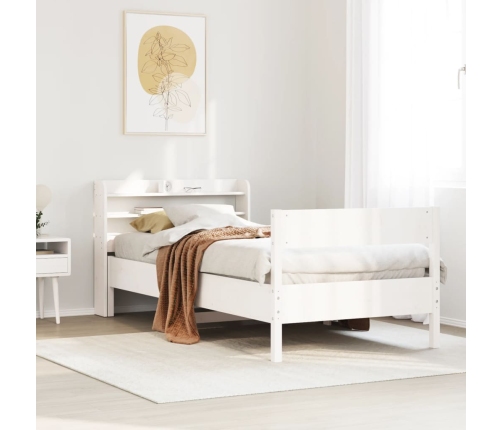 Estructura de cama sin colchón madera maciza blanca 75x190 cm