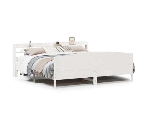 Estructura de cama sin colchón madera maciza blanca 200x200 cm