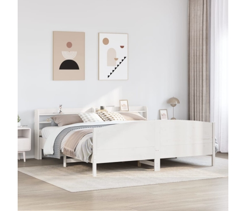 Estructura de cama sin colchón madera maciza blanca 200x200 cm