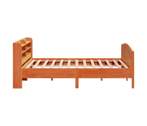 Cama sin colchón madera maciza de pino marrón cera 200x200 cm