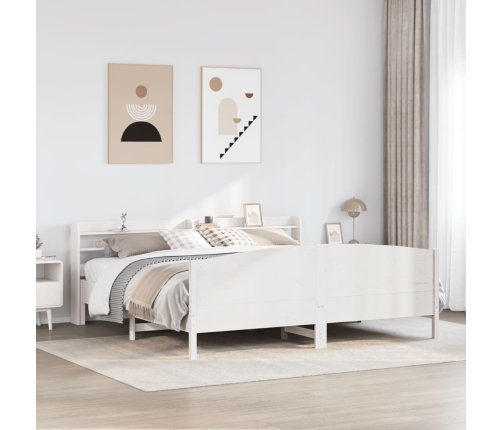 Cama sin colchón madera maciza de pino blanca 180x200 cm