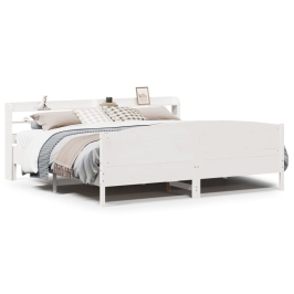 Cama sin colchón madera maciza de pino blanca 180x200 cm