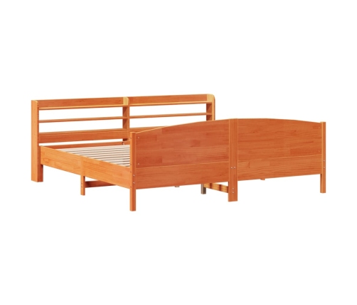 Cama sin colchón madera maciza de pino marrón cera 180x200 cm