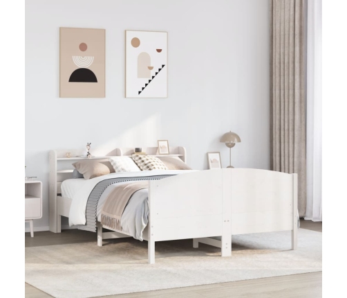 Estructura de cama sin colchón madera de pino blanca 140x200 cm
