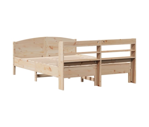 Estructura de cama sin colchón madera maciza de pino 140x190 cm