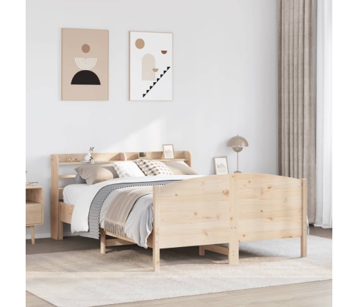 Estructura de cama sin colchón madera maciza de pino 140x190 cm