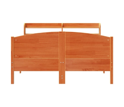 Estructura de cama sin colchón madera maciza marrón 135x190 cm