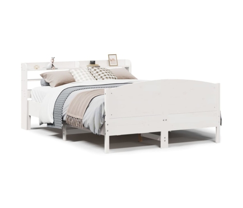 Estructura de cama sin colchón madera maciza blanca 120x190 cm