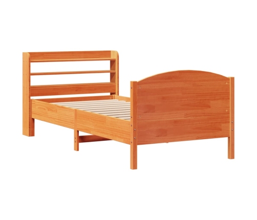 Cama sin colchón madera maciza de pino marrón cera 100x200 cm