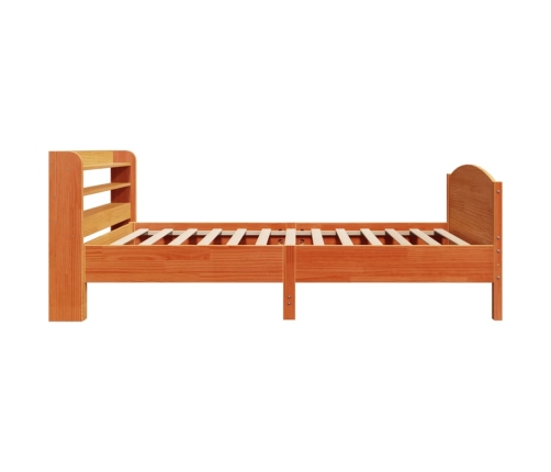 Cama sin colchón madera maciza de pino marrón cera 100x200 cm