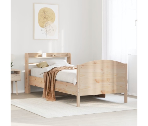 Estructura de cama sin colchón madera maciza de pino 90x200 cm