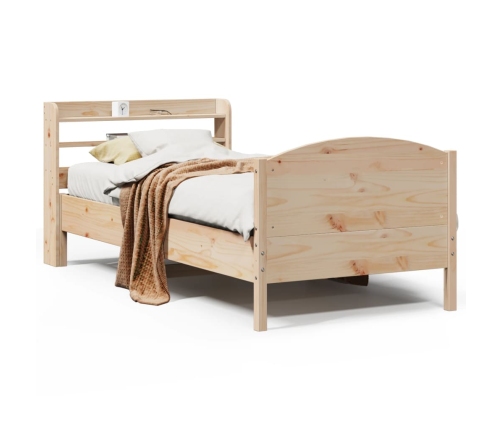 Estructura de cama sin colchón madera maciza de pino 90x200 cm