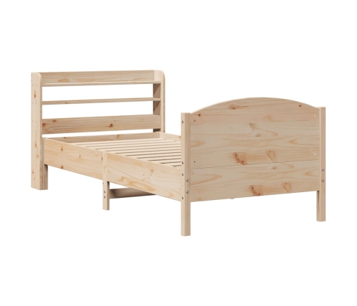 Estructura de cama sin colchón madera maciza pino 75x190 cm