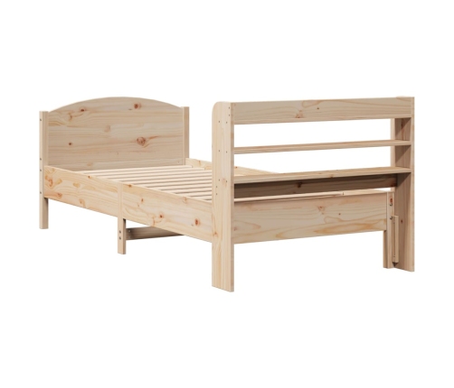 Estructura de cama sin colchón madera maciza pino 75x190 cm