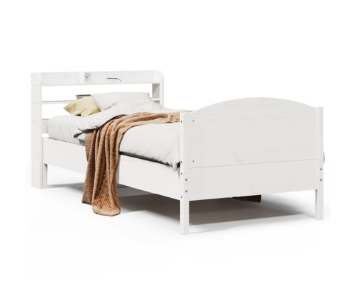 Estructura de cama sin colchón madera maciza blanca 75x190 cm