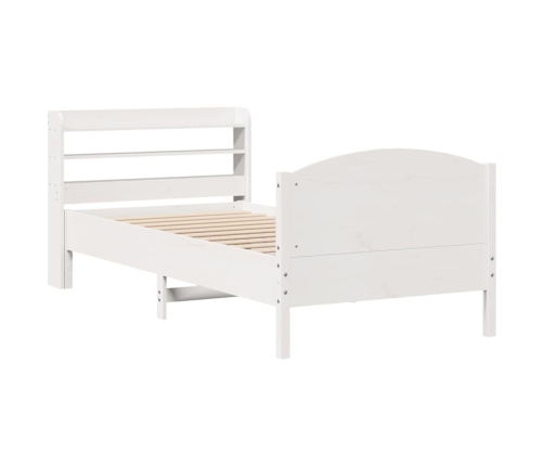 Estructura de cama sin colchón madera maciza blanca 75x190 cm