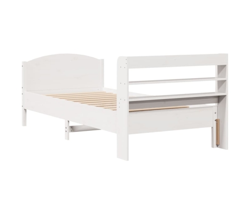 Estructura de cama sin colchón madera maciza blanca 75x190 cm