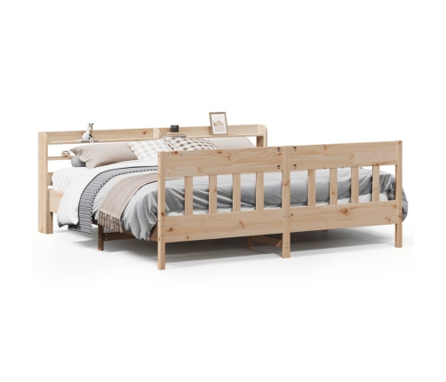 Estructura de cama sin colchón madera maciza de pino 200x200 cm