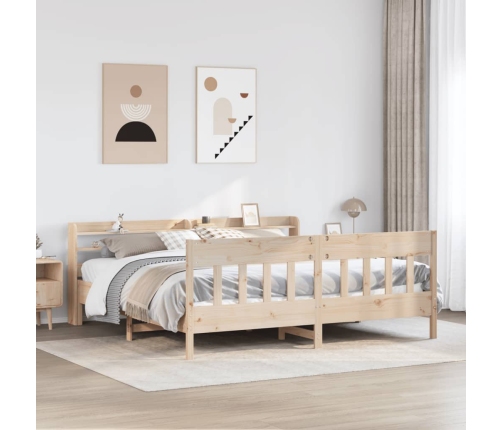 Estructura de cama sin colchón madera maciza de pino 200x200 cm