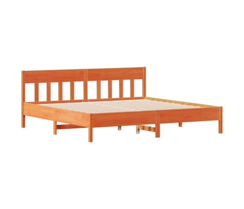 Cama sin colchón madera maciza de pino marrón cera 200x200 cm