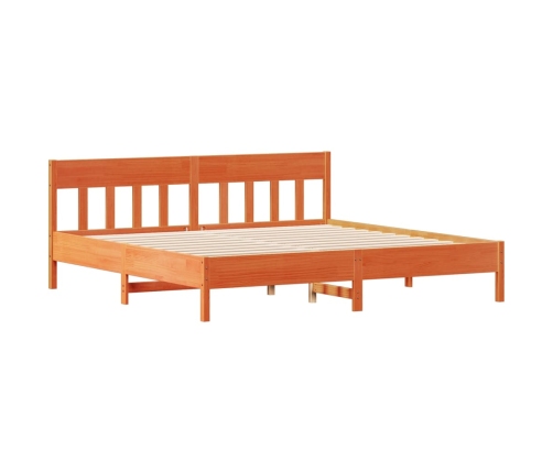 Cama sin colchón madera maciza de pino marrón cera 180x200 cm