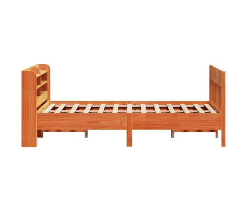 Cama sin colchón madera maciza de pino marrón cera 160x200 cm