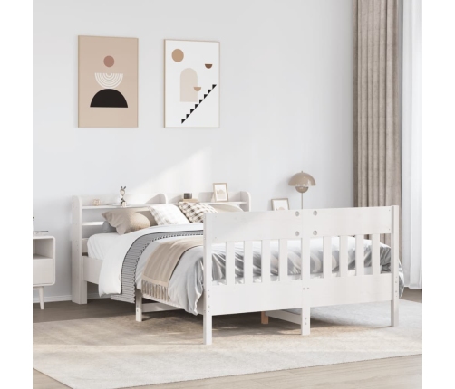 Estructura de cama sin colchón madera de pino blanca 140x200 cm